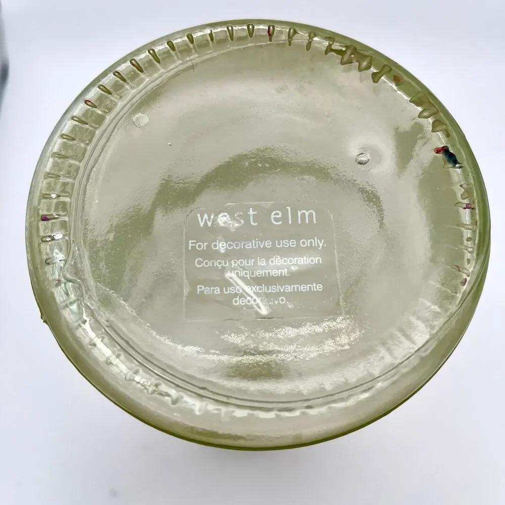 WEST ELM Designer Olive Green Glass Bottle Vase Home Decor Farmhouse Style 11.75